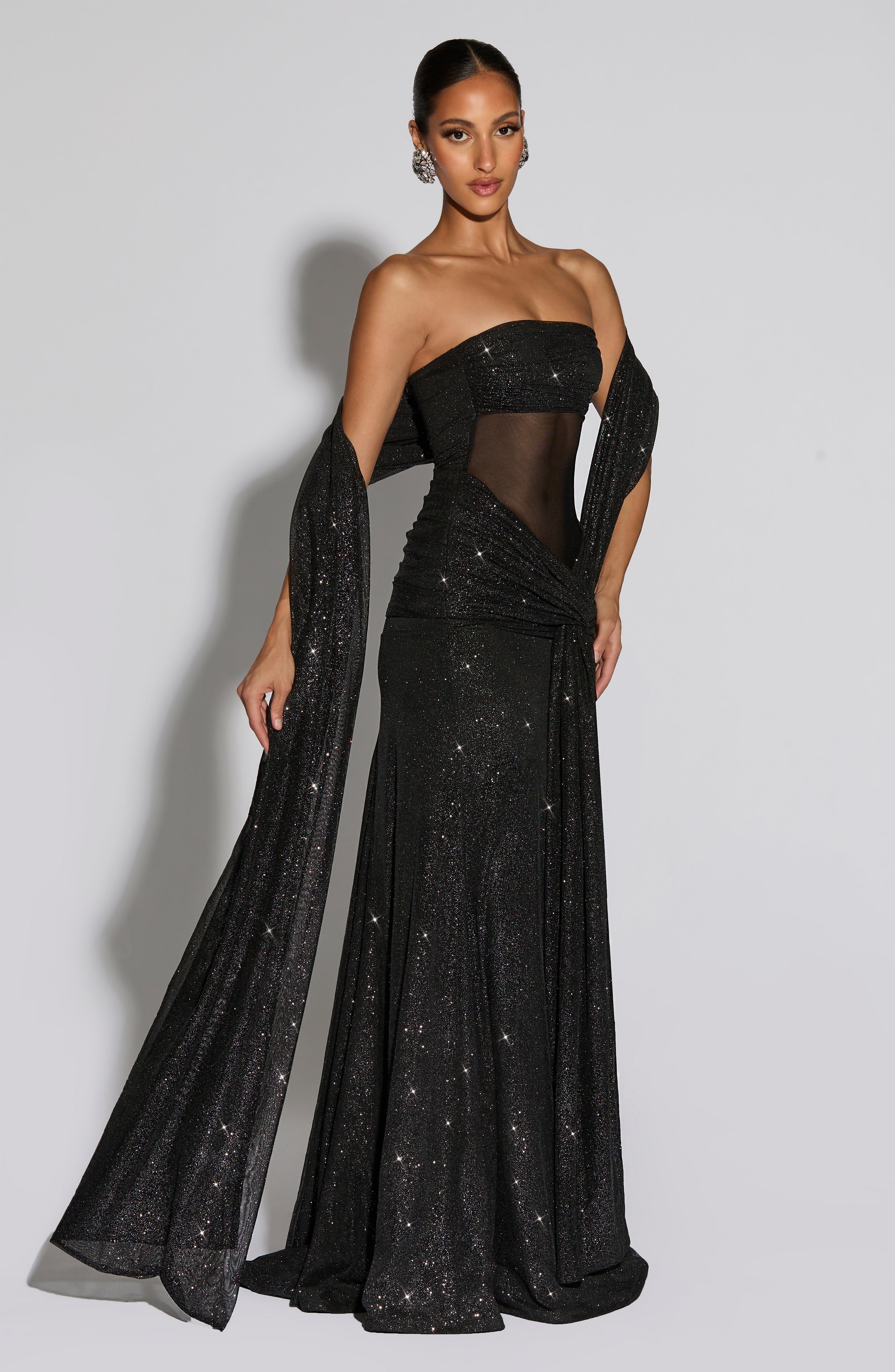 Paula Maxi Dress - Black Sparkle Dress Babyboo Fashion Premium Exclusive Design