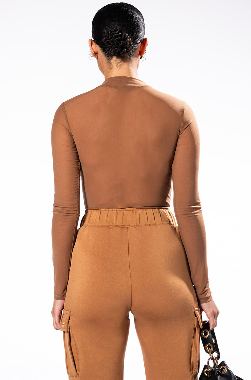 PAXTON SEXY MESH LONG SLEEVE BODYSUIT