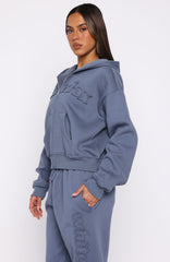 From The Archives Lexi Boxy Zip Front Hoodie Ocean