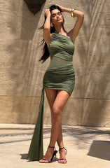 Shazia Mini Dress - Khaki Dress Babyboo Fashion Premium Exclusive Design