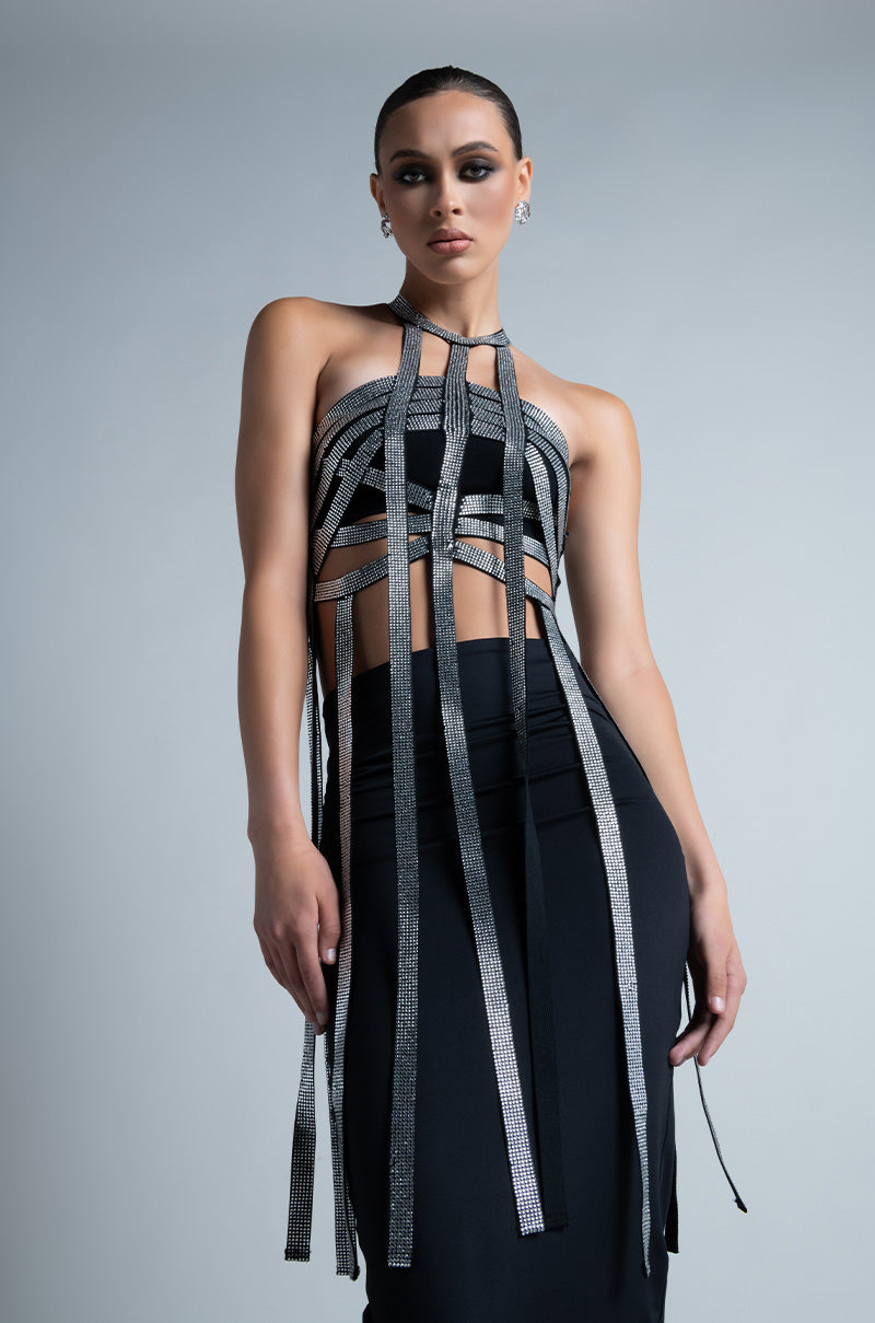 THE EDGE RHINESTONE EMBELLISHED TOP
