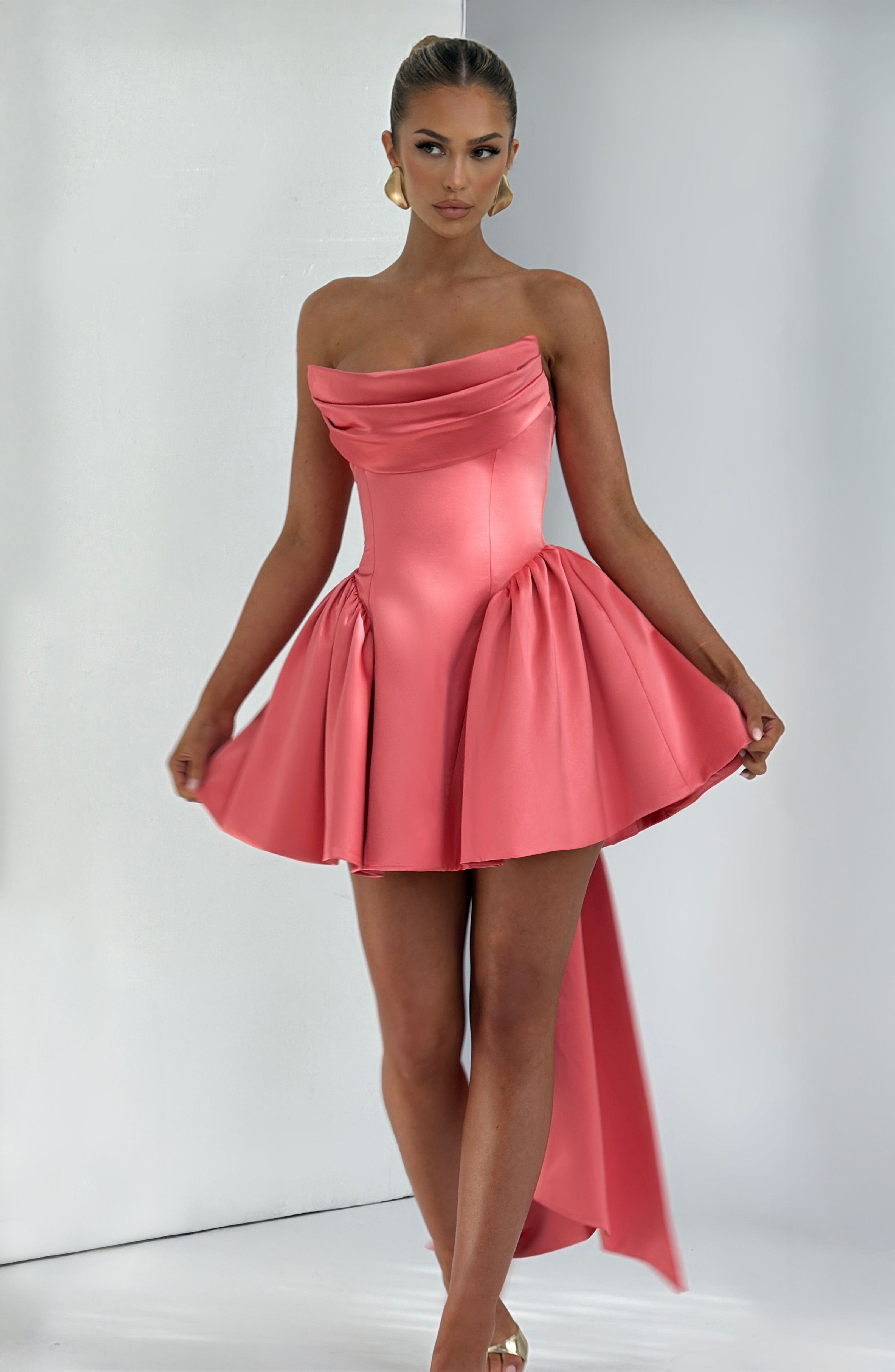 Trinity Mini Dress - Coral Pink Dress Babyboo Fashion Premium Exclusive Design