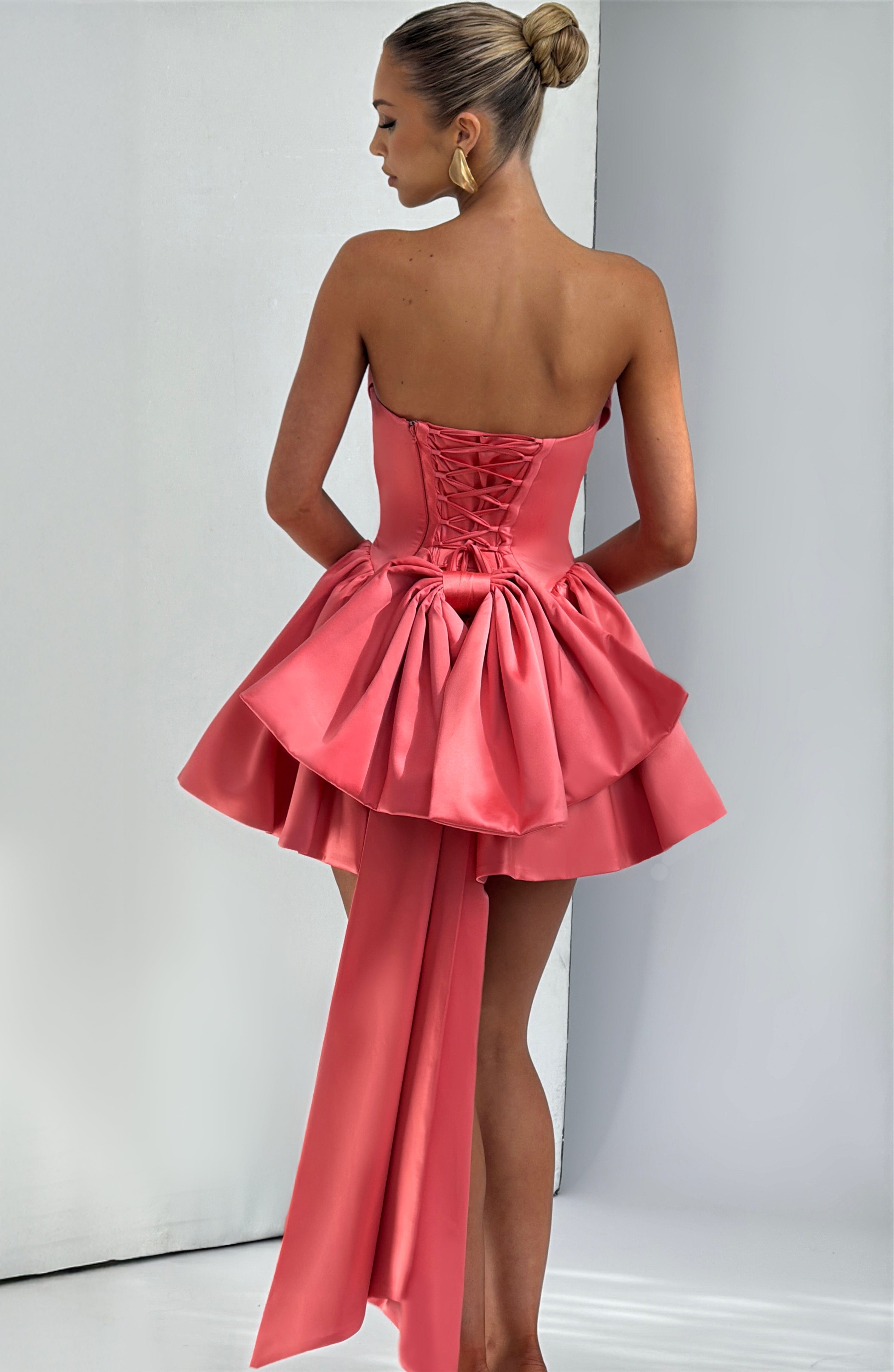 Trinity Mini Dress - Coral Pink Dress Babyboo Fashion Premium Exclusive Design