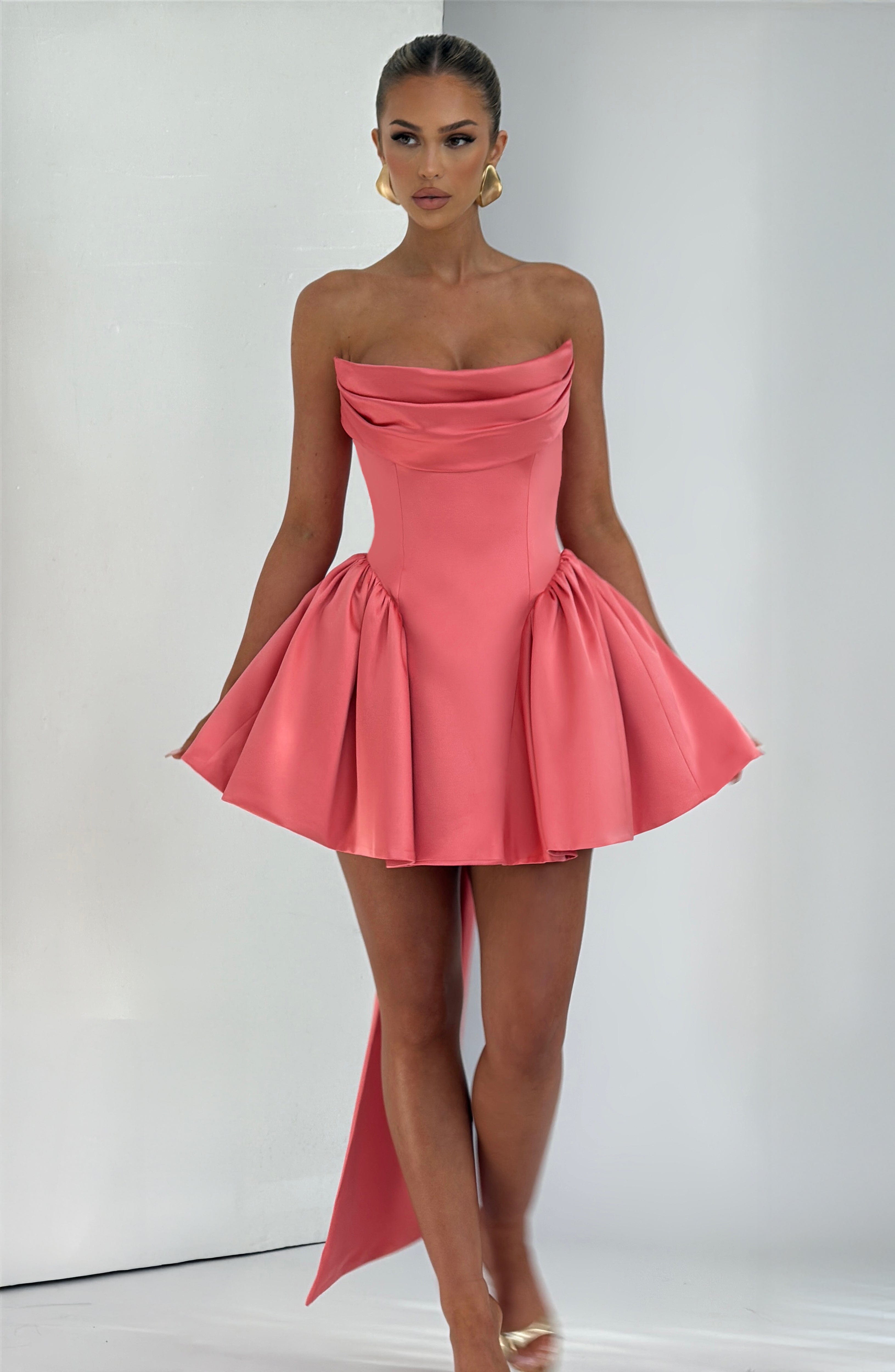 Trinity Mini Dress - Coral Pink Dress Babyboo Fashion Premium Exclusive Design