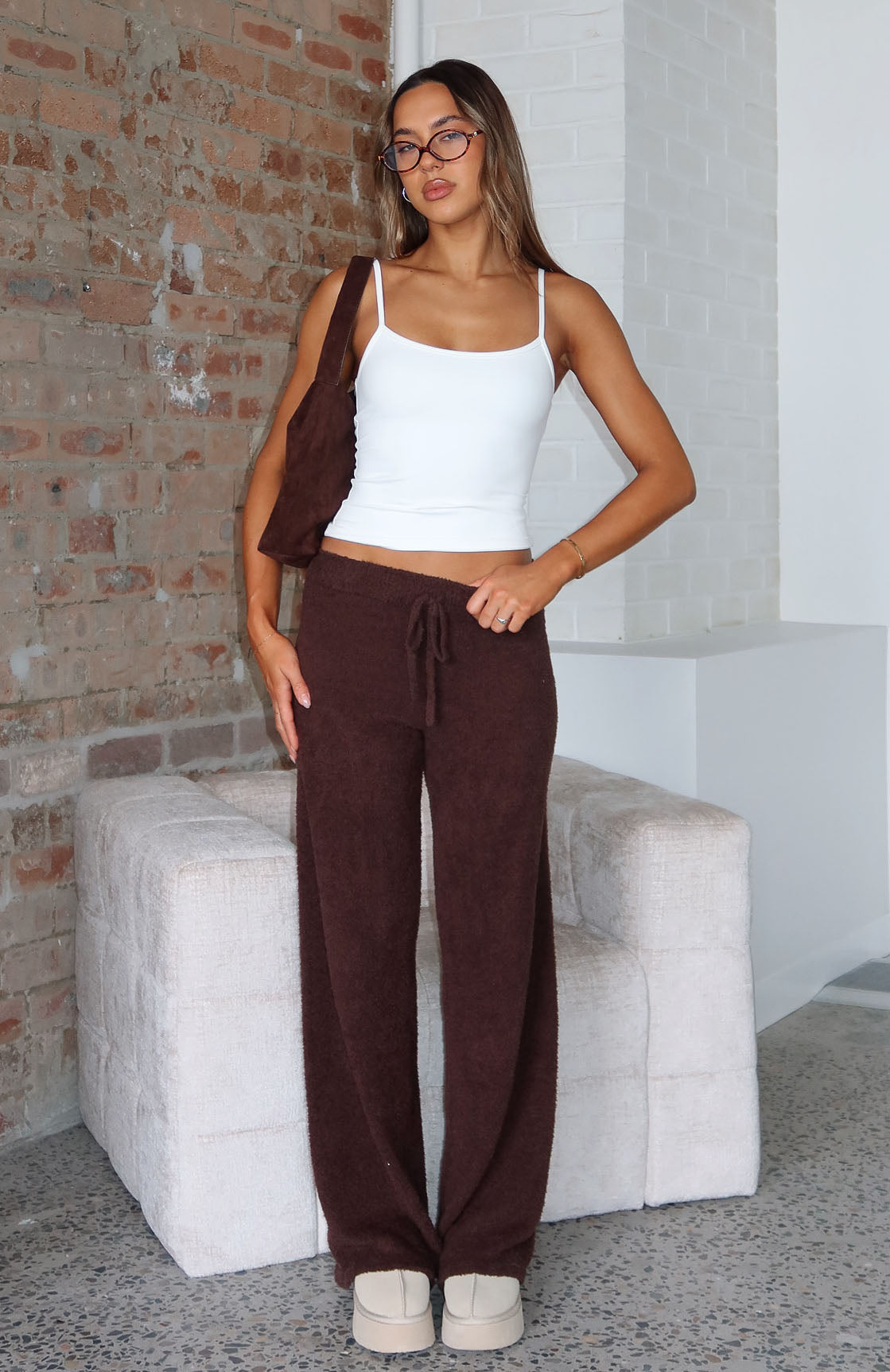 Act Natural Knit Pants Chocolate
