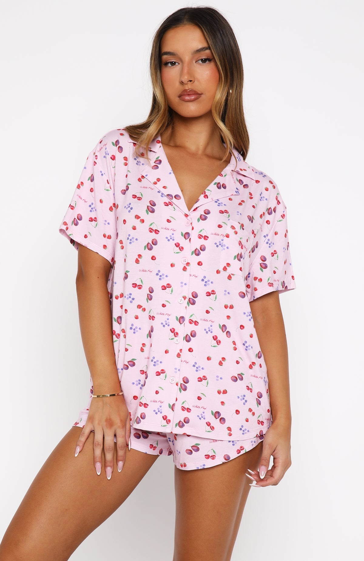 Dreamscape Printed Pyjama Set Pink Berries