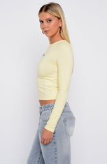 Love Addiction Long Sleeve Baby Tee Butter Yellow